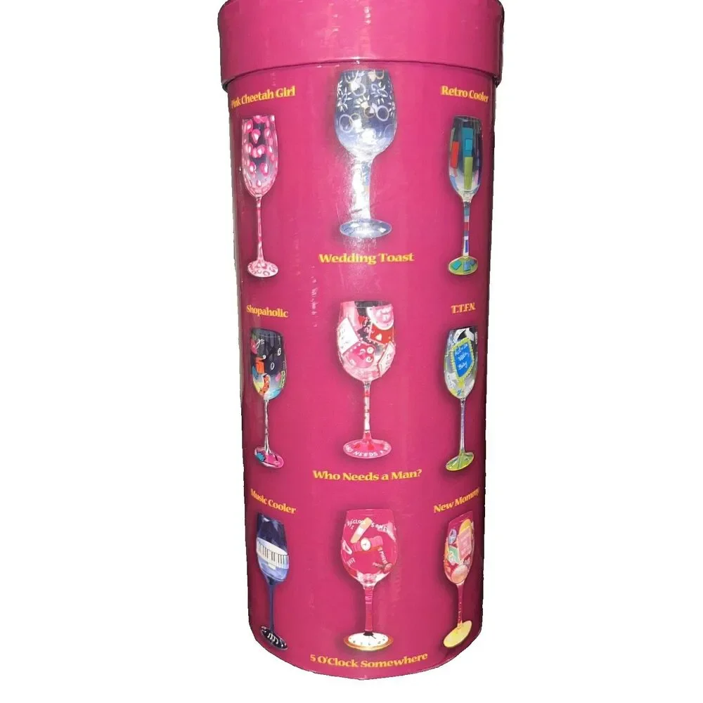 Lolita Love My Wine Sangria Wine Glass Hand Painted 15oz Recipe On Bottom New
